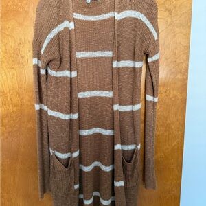 HYFVE Brown and Cream Striped Cardigan